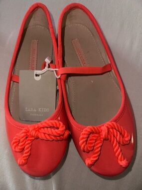 NEW NWT Zara Girls Kids Pink Ballet Flats size 29 11.5